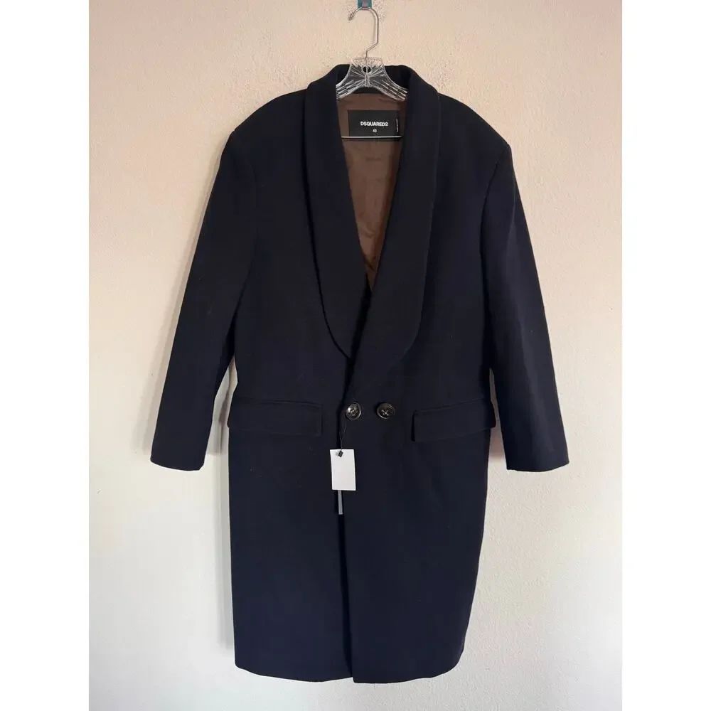 Nwt Dsquared2 Drop Shoulder Coat Midnight Blue Wool Blend Coat Us 4 — image 7 of 8
